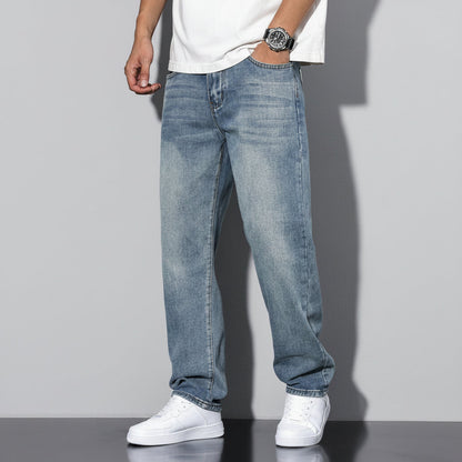 Men's Washed Straight Leg Denim Jeans Classic Casual Everyday Fit