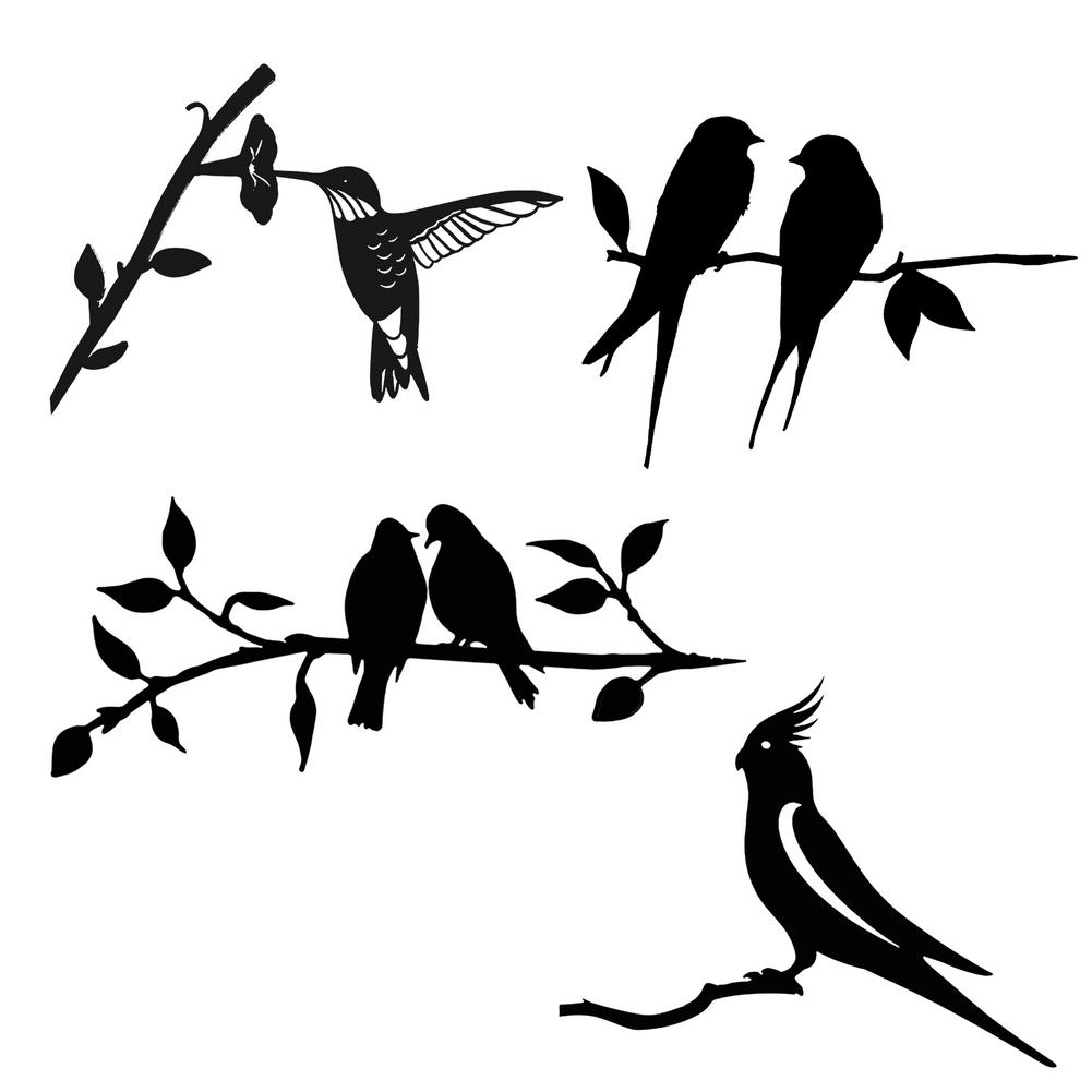 Metal Bird Silhouette Garden Decor Outdoor Yard Art Sculpture