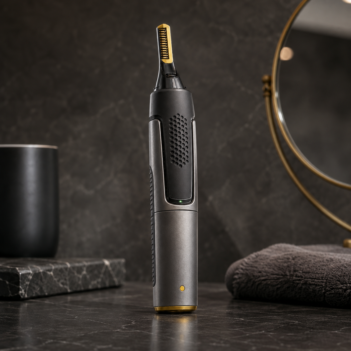 Micro Precision Facial Hair Trimmer with LED Light for Detail Grooming