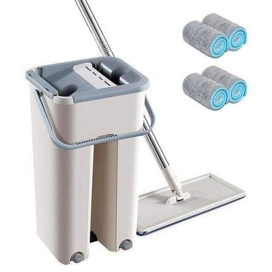 Microfiber Flat Mop Bucket Set Self Cleaning Floor Mop