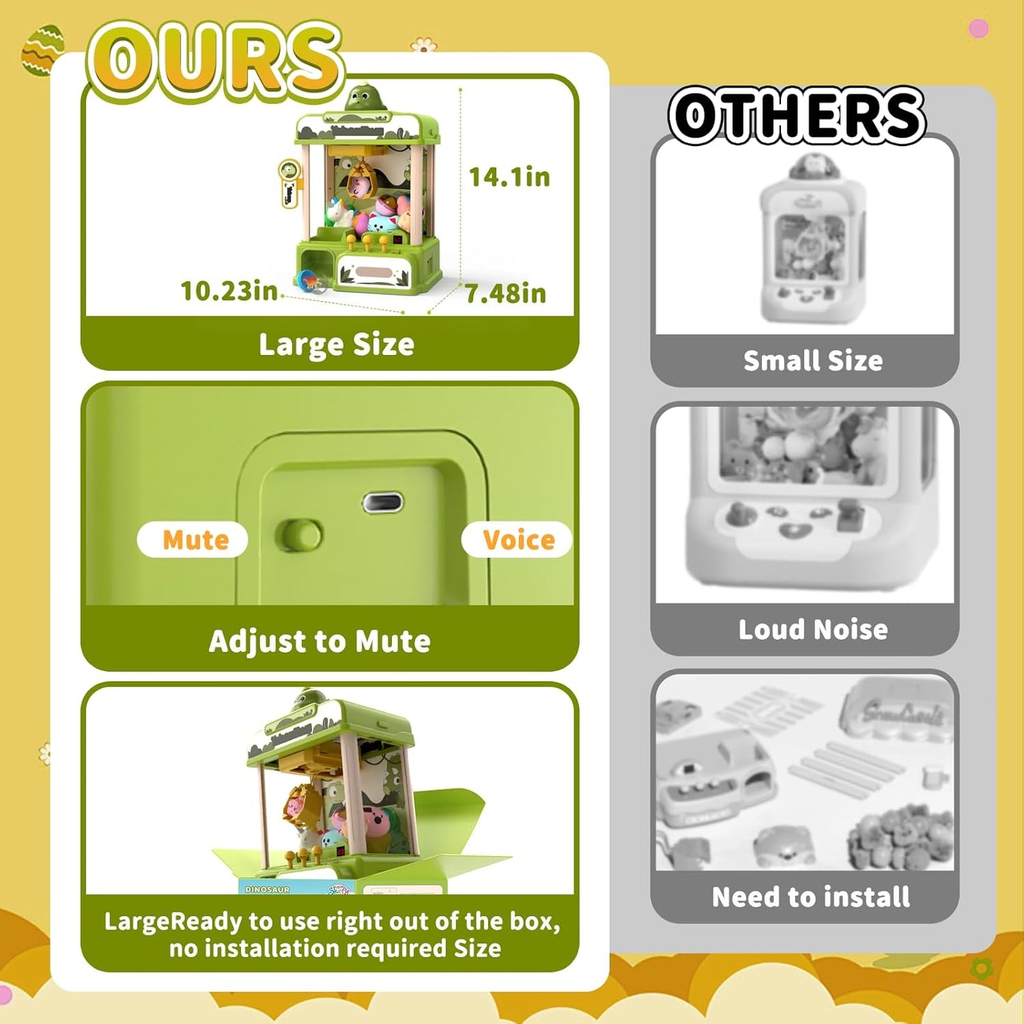 Mini Claw Machine Arcade Toy Interactive Prize Catcher