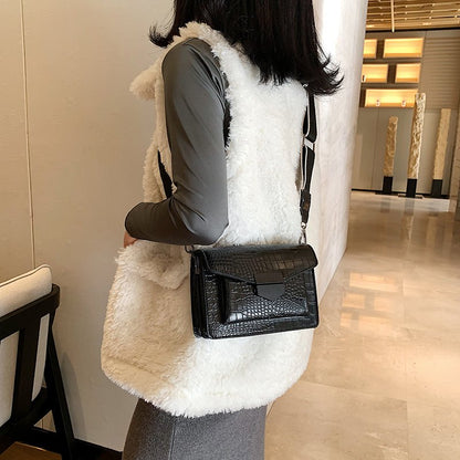 Mini Crossbody Handbag Women Faux Leather Keychain Purse