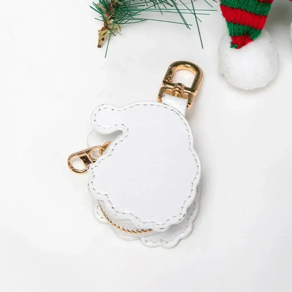 Mini Halloween Christmas Ghost Keychain Storage Bag PU Leather Charm