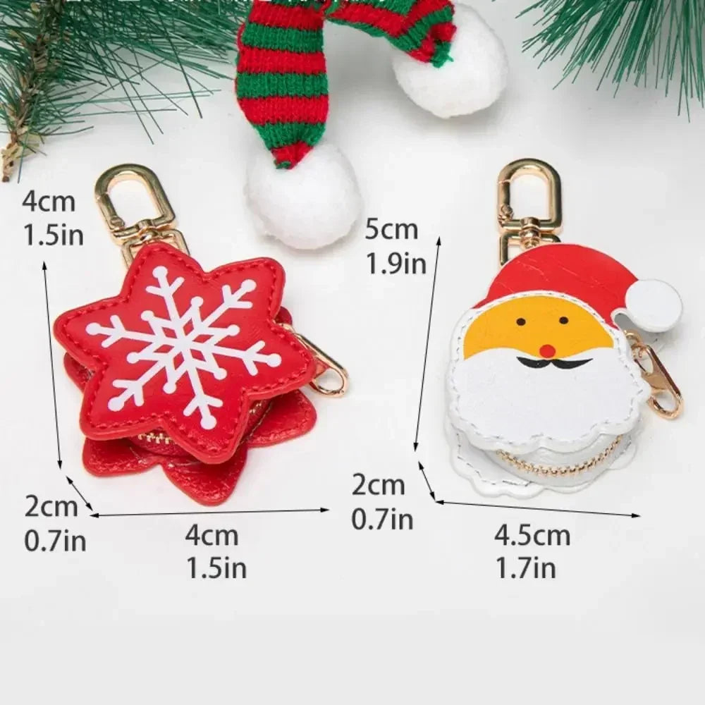 Mini Halloween Christmas Ghost Keychain Storage Bag PU Leather Charm