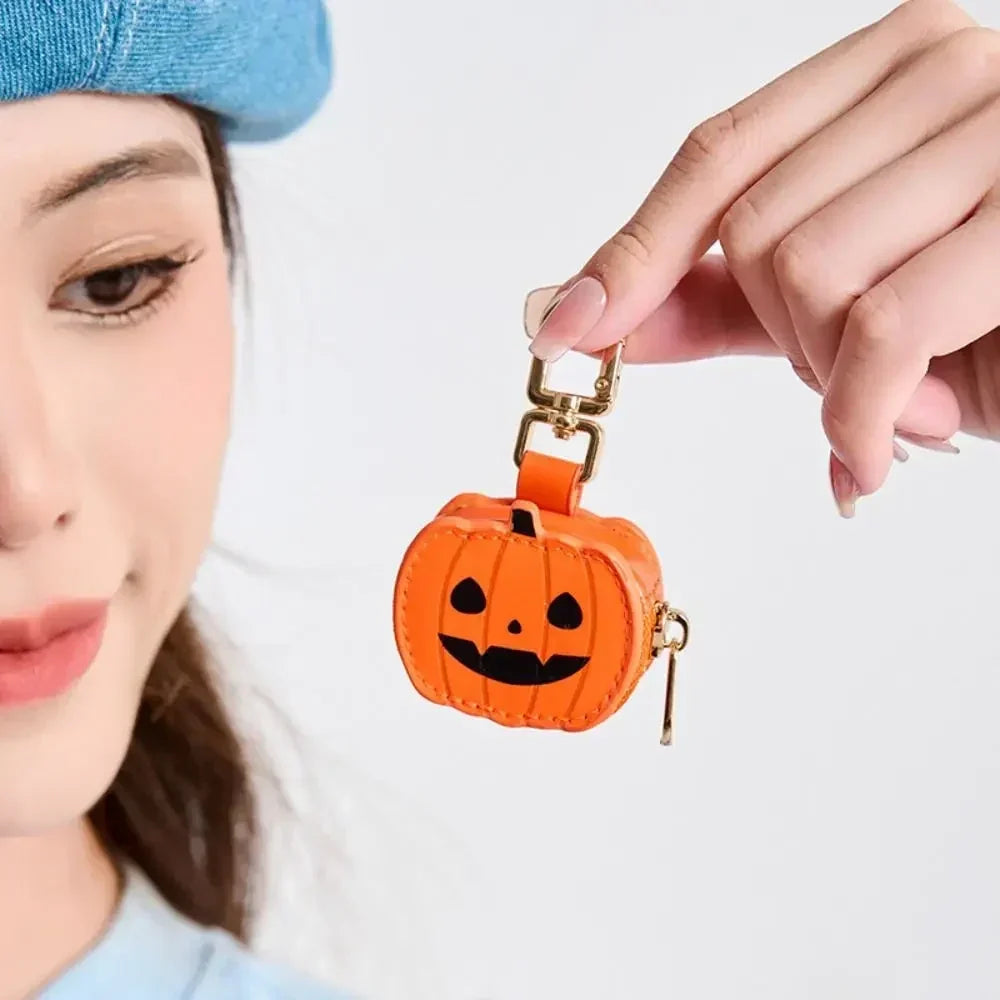 Mini Halloween Christmas Ghost Keychain Storage Bag PU Leather Charm