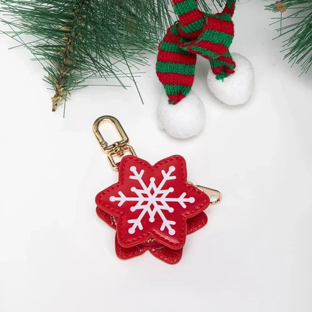 Mini Halloween Christmas Ghost Keychain Storage Bag PU Leather Charm