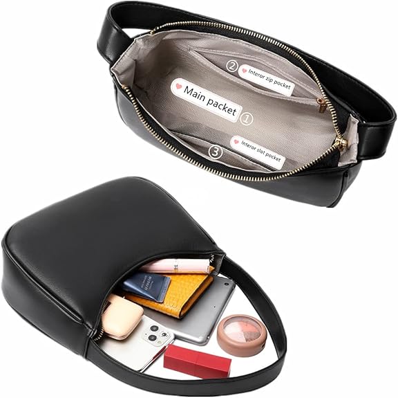 Mini Hobo Bag Zippered Compact Shoulder Handbag Lightweight Purse