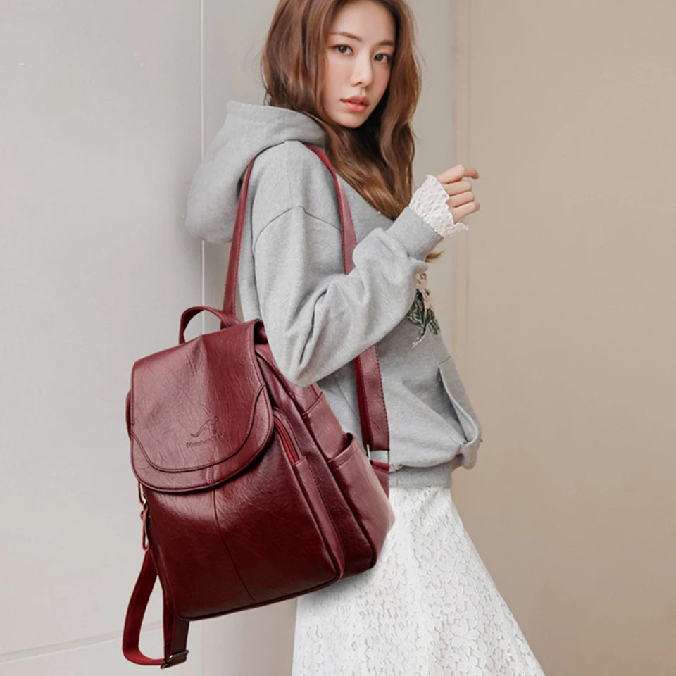 Mini Leather Backpack Womens Anti Theft Travel Bag
