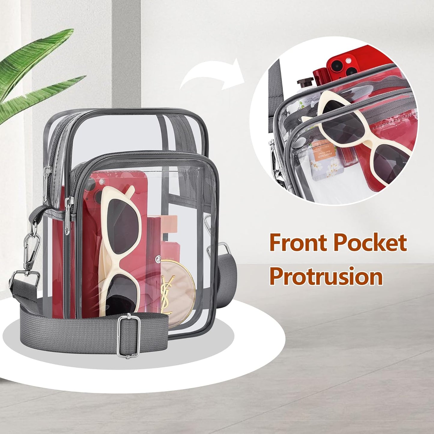 Mini Transparent Handbag with Removable Strap – Compact Clear Purse for Everyday and Events