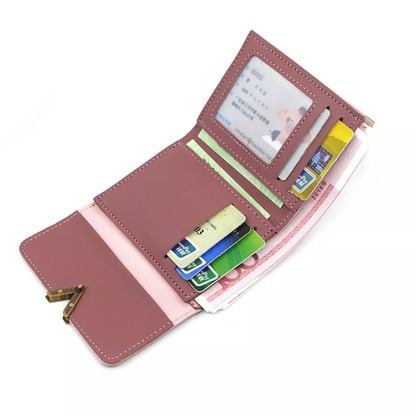Mini Velvet Leather Wallet Compact Card Holder Purse