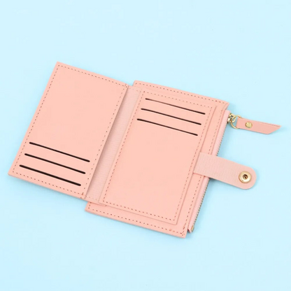 Mini Velvet Leather Wallet Compact Card Holder Purse