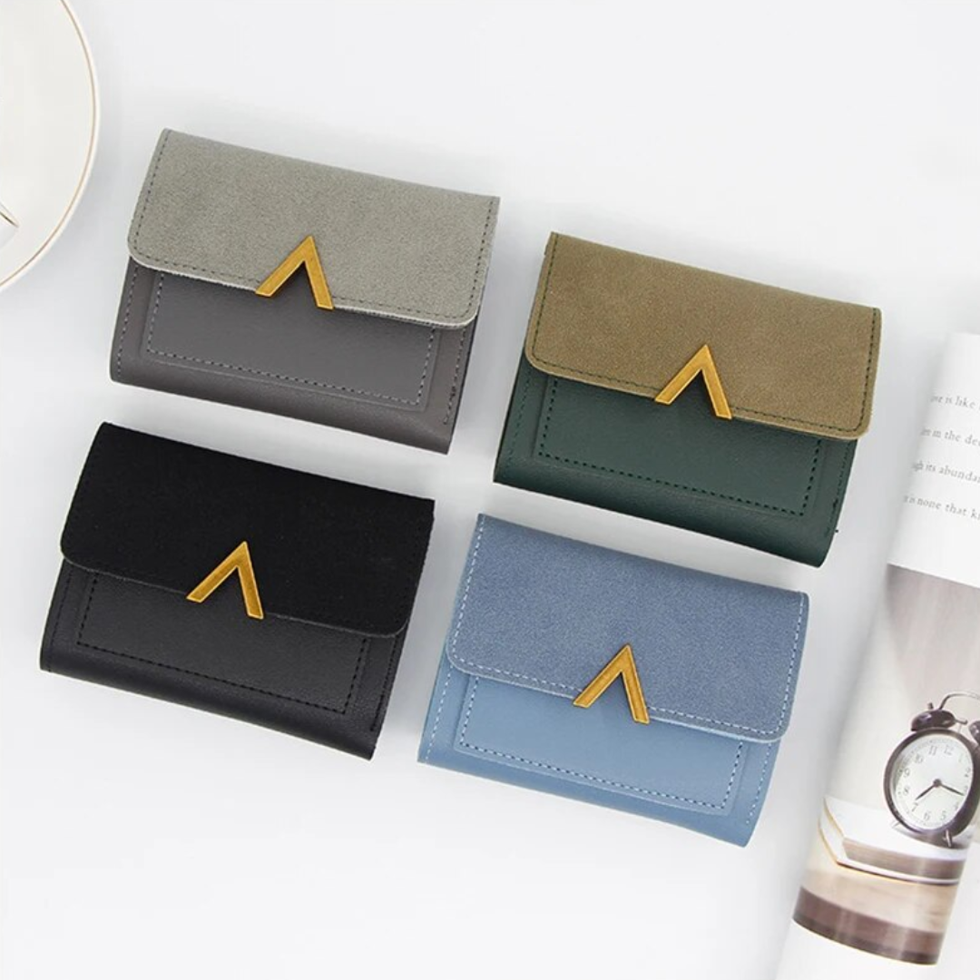 Mini Velvet Leather Wallet Compact Card Holder Purse