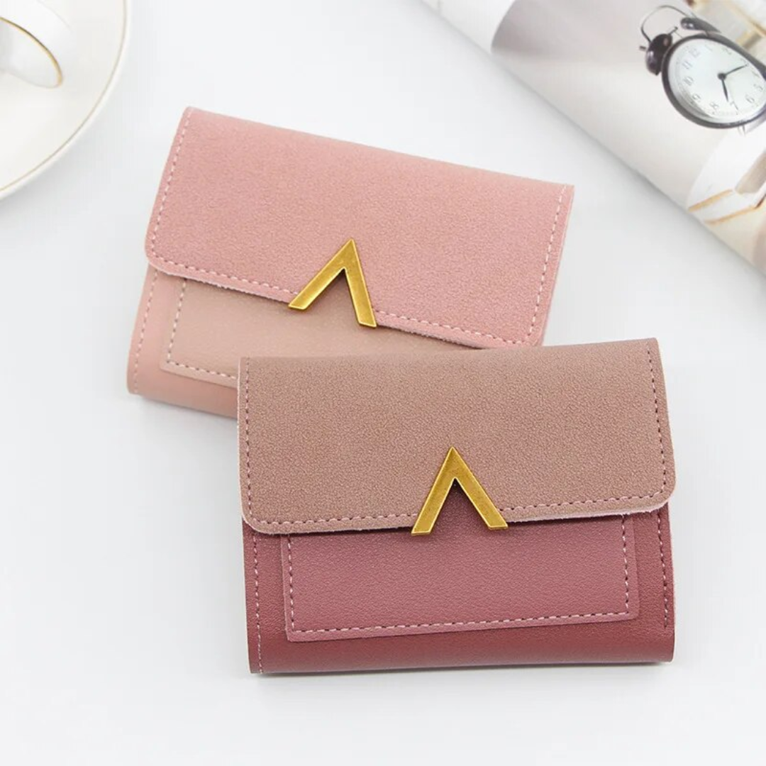 Mini Velvet Leather Wallet Compact Card Holder Purse