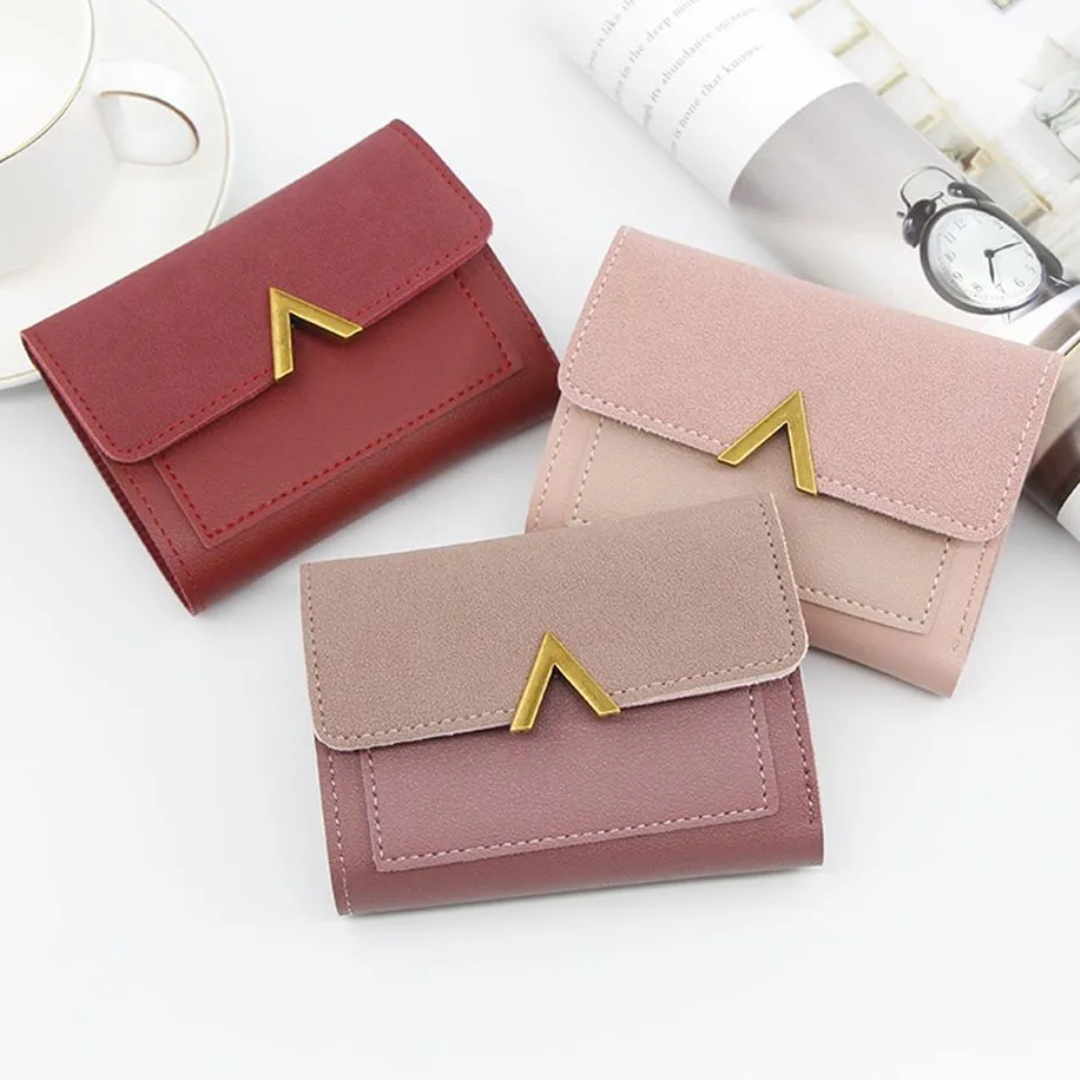 Mini Velvet Leather Wallet Compact Card Holder Purse