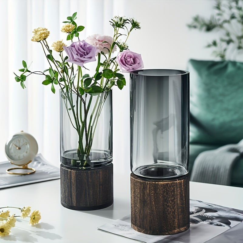 Minimalist Glass Vase Decorative Cylinder Flower Centerpiece