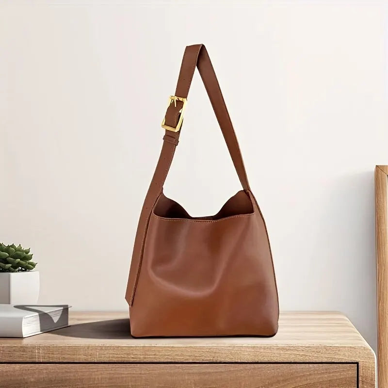 Minimalist Leather Shoulder Tote Bag