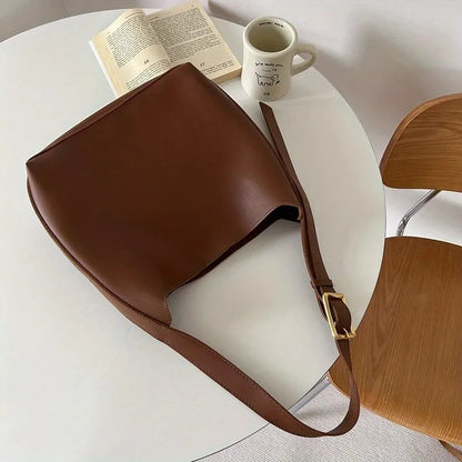 Minimalist Leather Shoulder Tote Bag