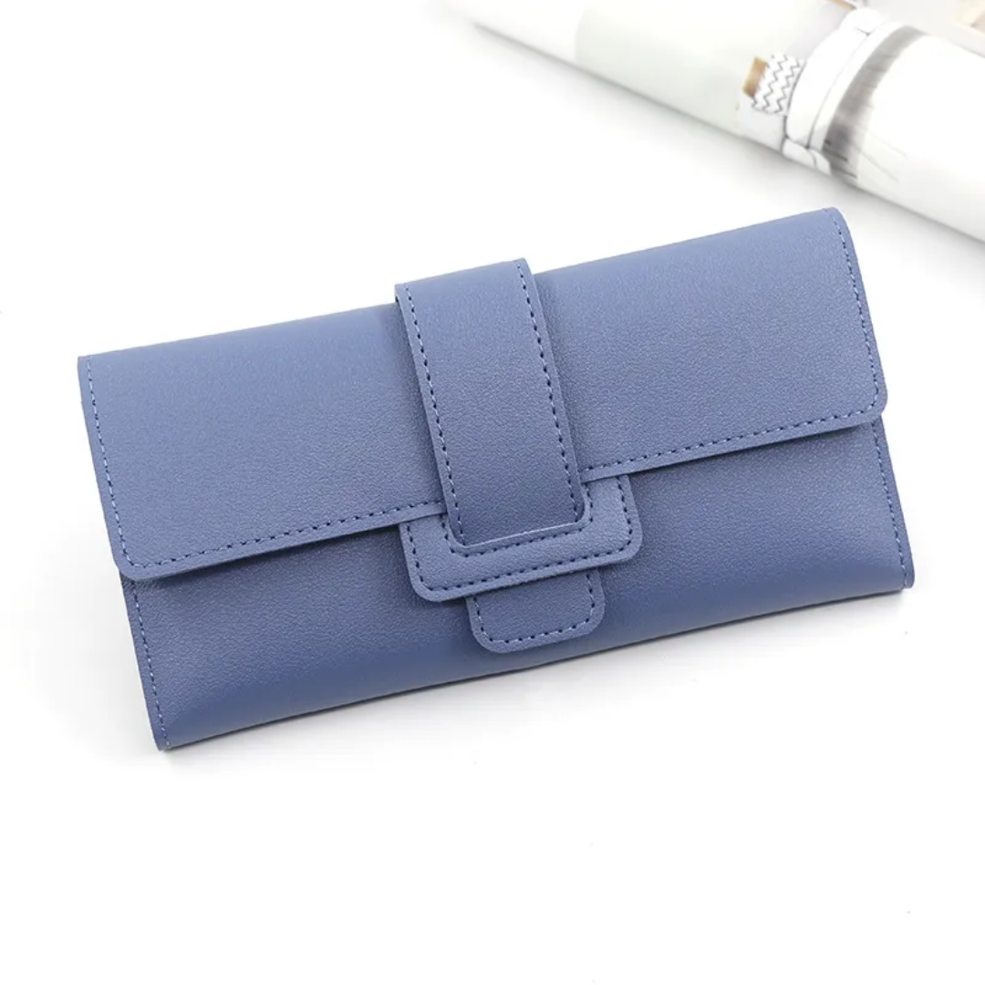 Minimalist Long Leather Wallet Slim Design Fold Clutch for Women