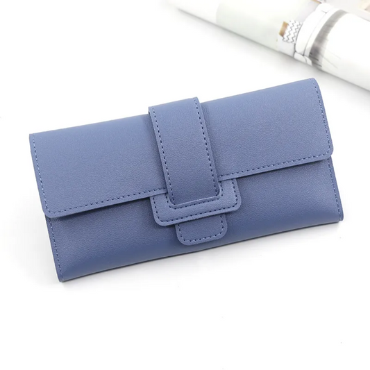 Minimalist Long Leather Wallet Slim Design Fold Clutch for Women