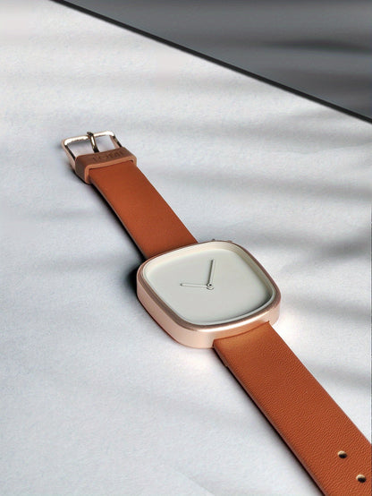 Minimalist Mens Watch Stainless Steel Analog Watch Leather Strap