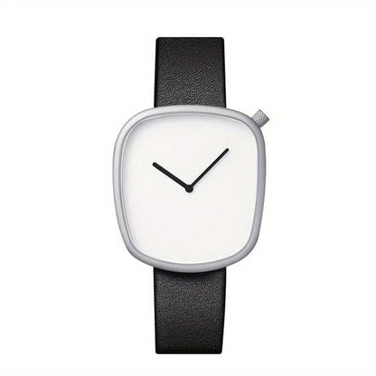 Minimalist Mens Watch Stainless Steel Analog Watch Leather Strap