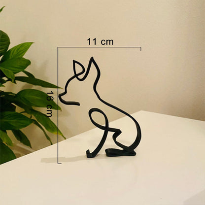 Minimalist Metal Dog Sculpture Modern Geometric Home Decor