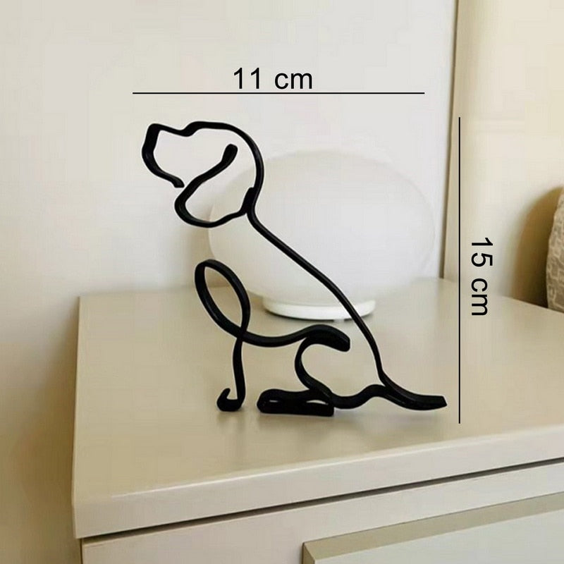 Minimalist Metal Dog Sculpture Modern Geometric Home Decor