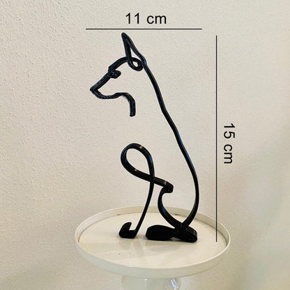 Minimalist Metal Dog Sculpture Modern Geometric Home Decor