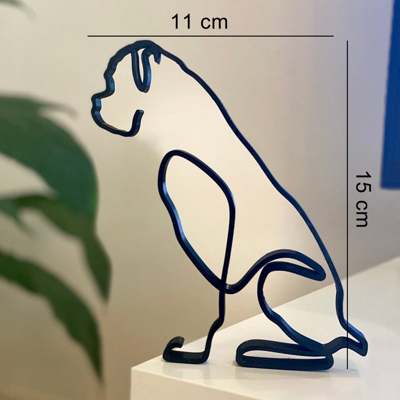 Minimalist Metal Dog Sculpture Modern Geometric Home Decor