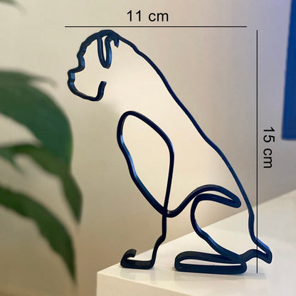 Minimalist Metal Dog Sculpture Modern Geometric Home Decor