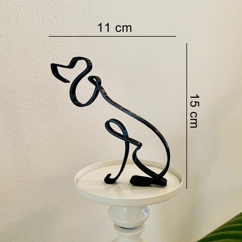 Minimalist Metal Dog Sculpture Modern Geometric Home Decor