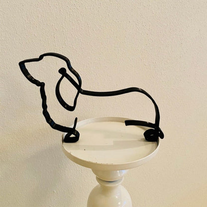 Minimalist Metal Dog Sculpture Modern Geometric Home Decor