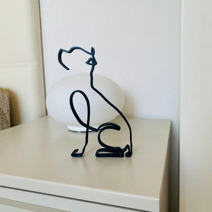Minimalist Metal Dog Sculpture Modern Geometric Home Decor