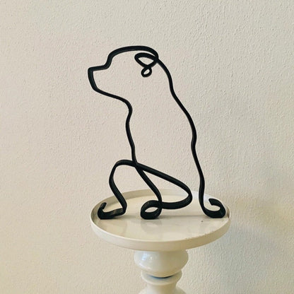 Minimalist Metal Dog Sculpture Modern Geometric Home Decor