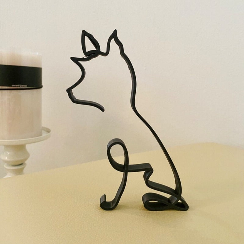 Minimalist Metal Dog Sculpture Modern Geometric Home Decor