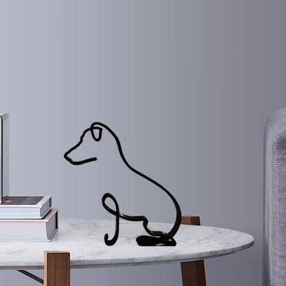 Minimalist Metal Dog Sculpture Modern Geometric Home Decor