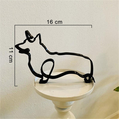 Minimalist Metal Dog Sculpture Modern Geometric Home Decor