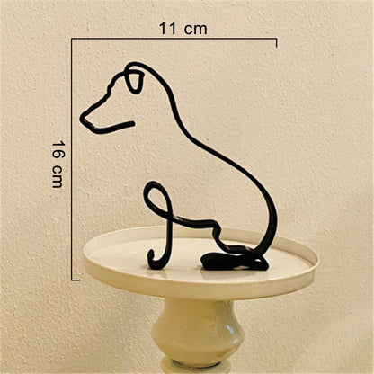 Minimalist Metal Dog Sculpture Modern Geometric Home Decor
