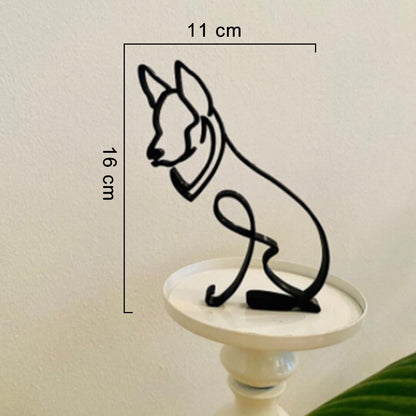 Minimalist Metal Dog Sculpture Modern Geometric Home Decor