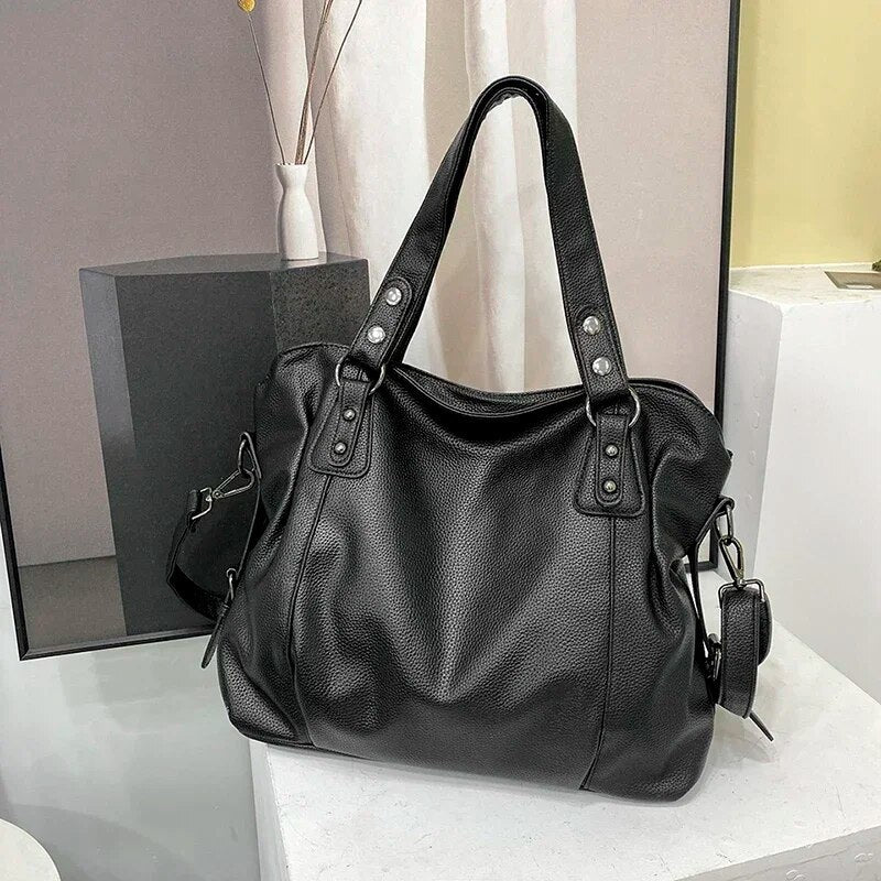 Minimalist PU Leather Shoulder Handbag Large Capacity Tote Purse