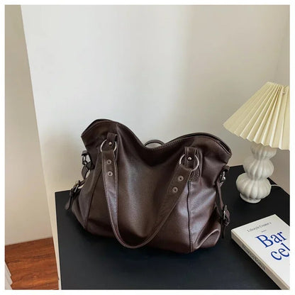 Minimalist PU Leather Shoulder Handbag Large Capacity Tote Purse