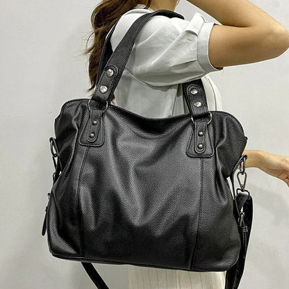 Minimalist PU Leather Shoulder Handbag Large Capacity Tote Purse