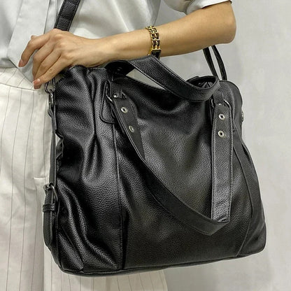 Minimalist PU Leather Shoulder Handbag Large Capacity Tote Purse