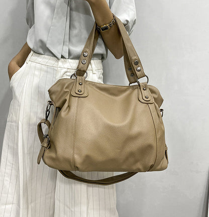 Minimalist PU Leather Shoulder Handbag Large Capacity Tote Purse