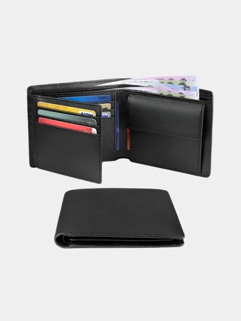 Minimalist RFID Leather Wallet Compact Slim Card Holder for Men