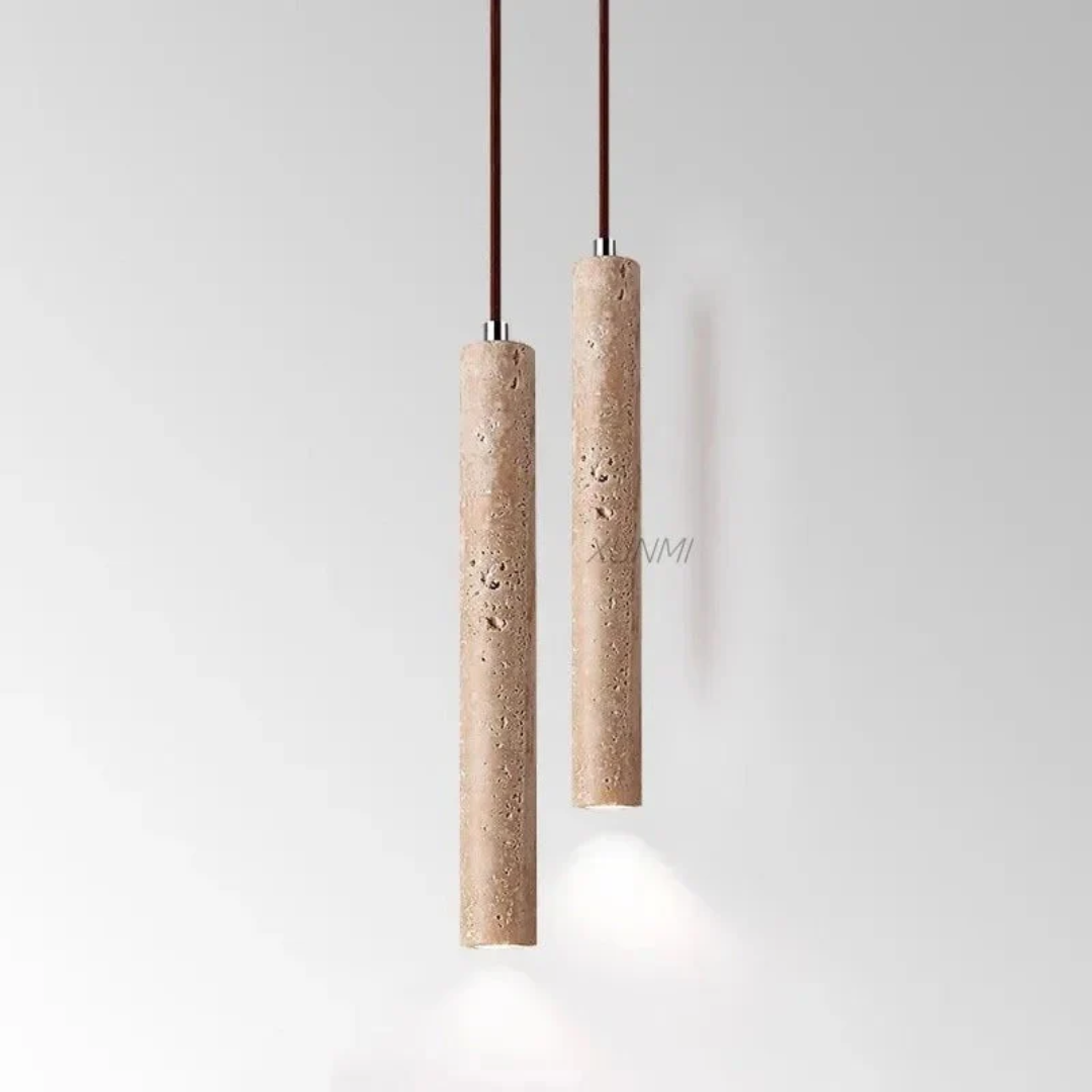 Minimalist Travertine LED Chandelier Wabi-Sabi Style