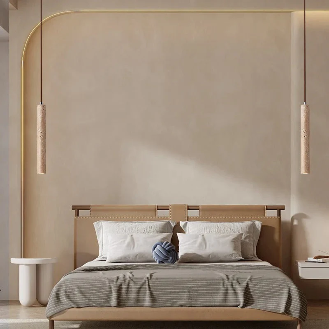 Minimalist Travertine LED Chandelier Wabi-Sabi Style