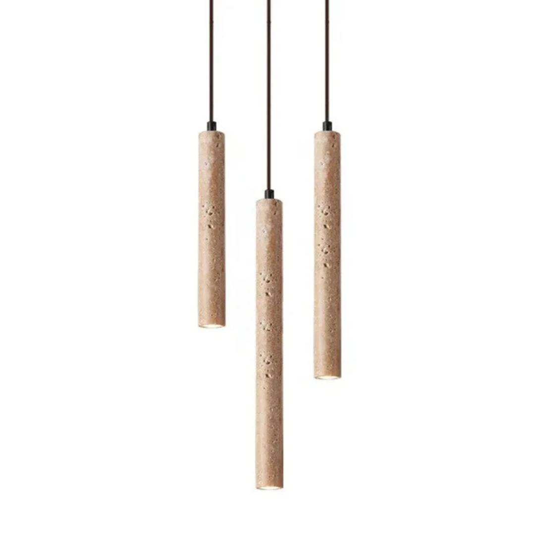 Minimalist Travertine LED Chandelier Wabi-Sabi Style