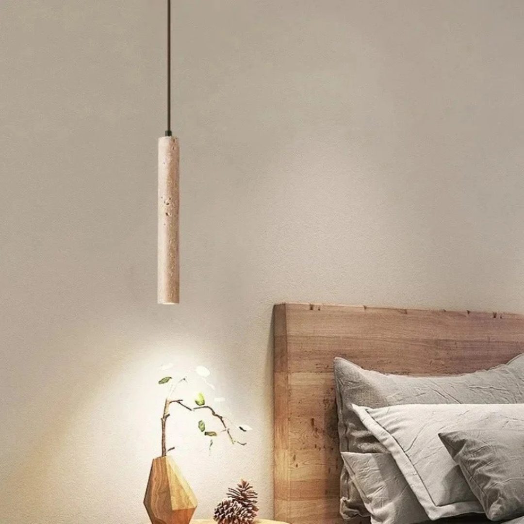 Minimalist Travertine LED Chandelier Wabi-Sabi Style