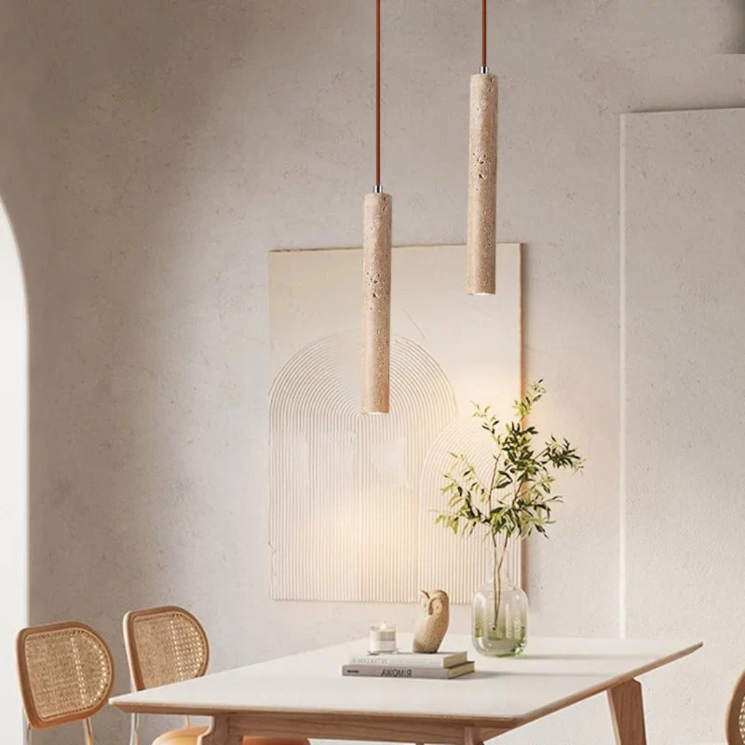Minimalist Travertine LED Chandelier Wabi-Sabi Style